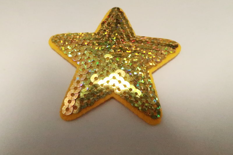 Embleem badges, strijk paillette, ster, goudgeel