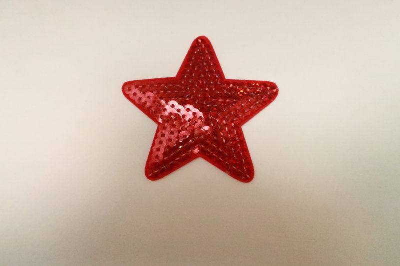 Embleem badges, strijk paillette, ster, rood