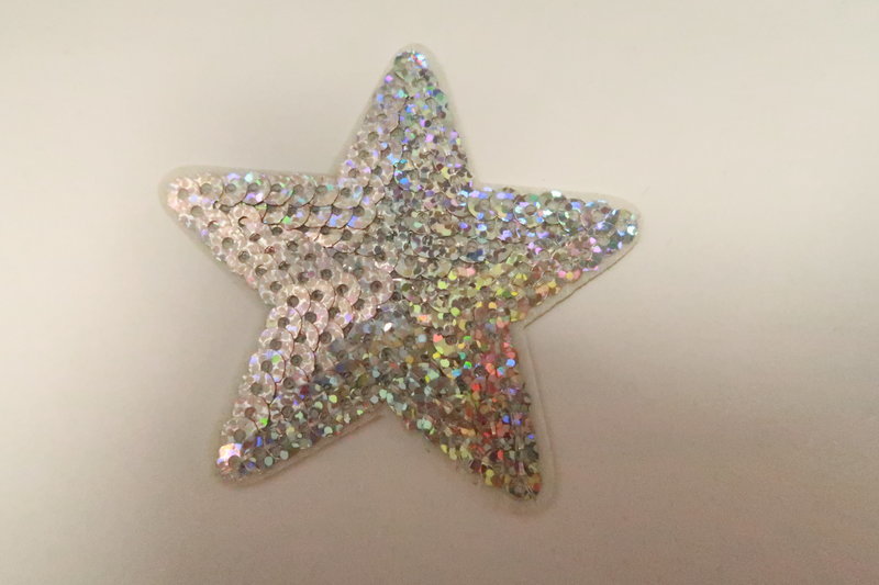 Embleem badges, strijk paillette, ster, witzilver