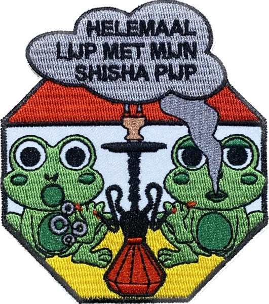 Embleem "Helemaal Lijp met mijn Shisha Pijp"
